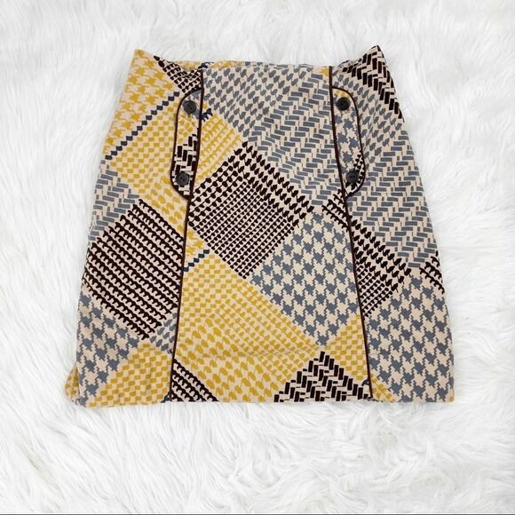 Anthropologie Maeve Patch Houndstooth Midi Skirt - Picture 2 of 6